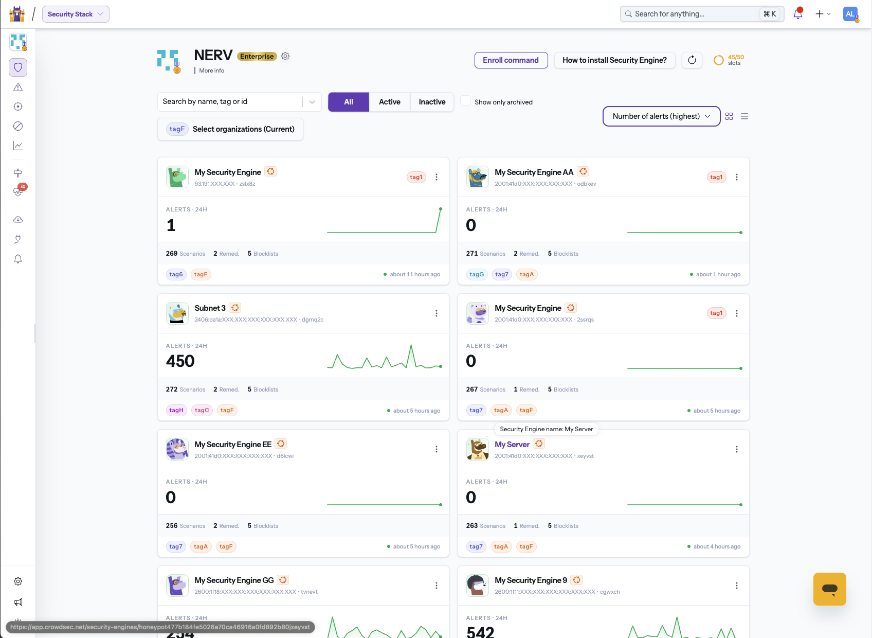 CrowdSec Security Engines Dashboard